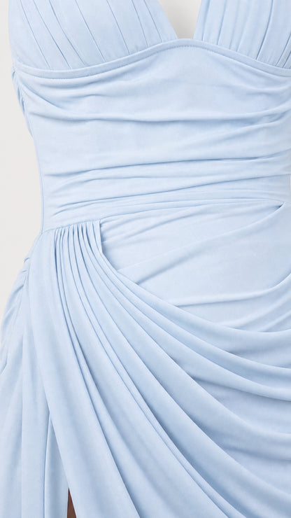 Close-up of bodice ruching and fabric texture