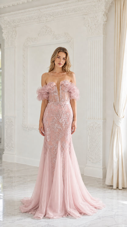 Pink color variant of the evening dress