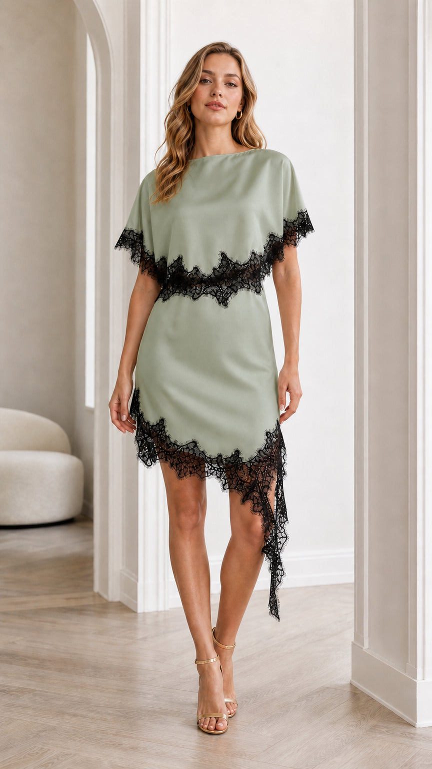 Front view of sage green color variant