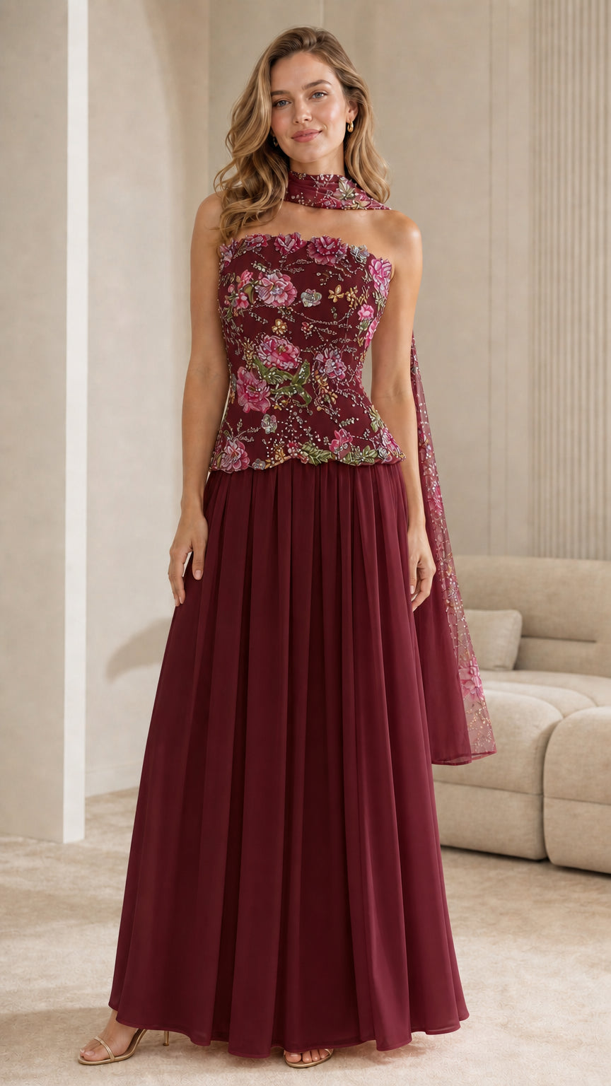 Front view in burgundy color variant