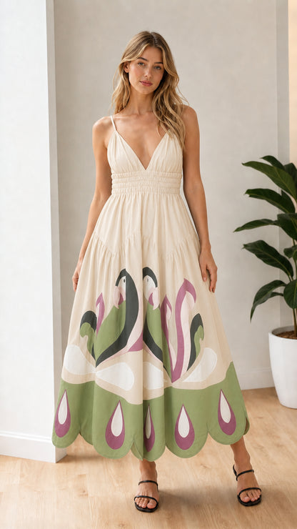 Off-white color variant of the sleeveless resort maxi dress