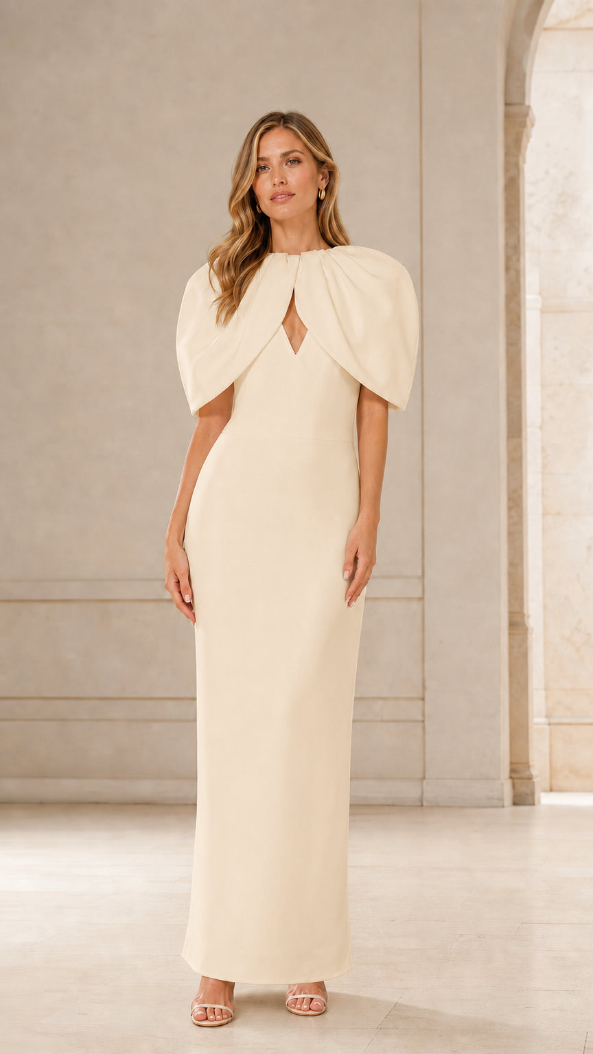 Full-length front view of champagne color variant